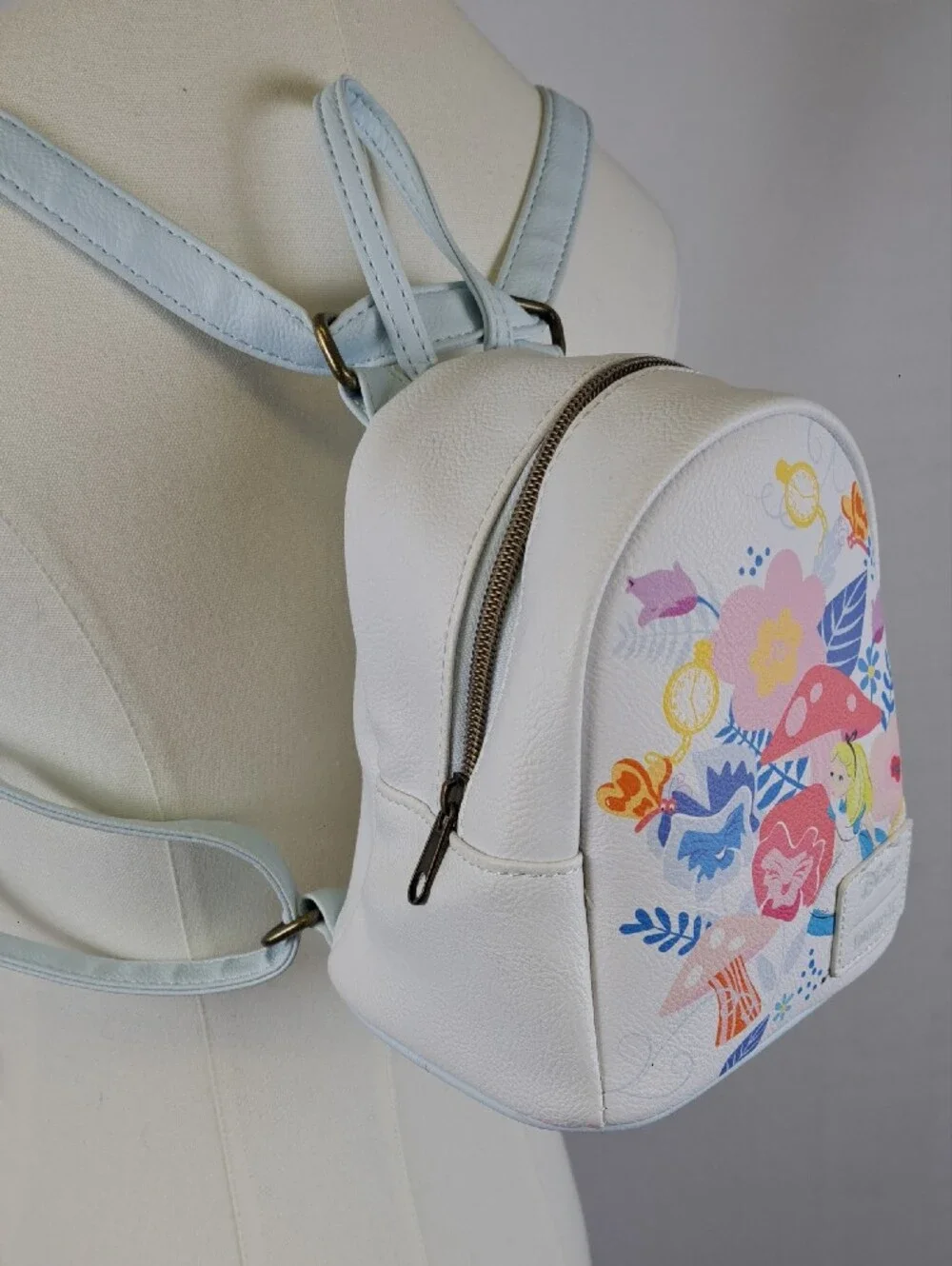 Loungefly x Disney Alice in Wonderland Floral Mini Backpack White Pastel